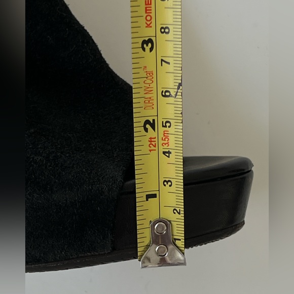 ALLSAINTS Black Suede Peep Toe Bootie Cross Strap Buckle Sandals Size 36 - Picture 15 of 16